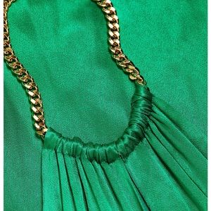Green cocktail maxi halter dress